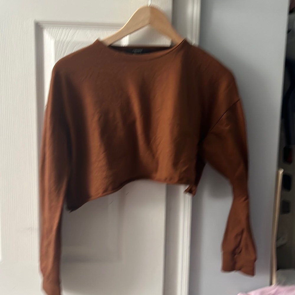 brown cropped long sleeve